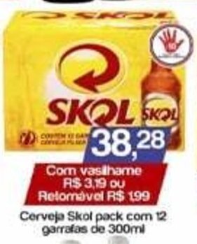 Supermercados Gricki Cerveja Skol pack com 12 garrafas de 300ml oferta