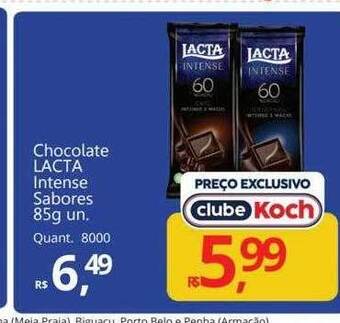 Supermercados Koch Chocolate lacta intense sabores oferta