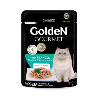 Ração úmida golden gourmet para gatos castrados sabor frango 70g