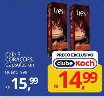 Supermercados Koch Café 3 corações cápsulas oferta