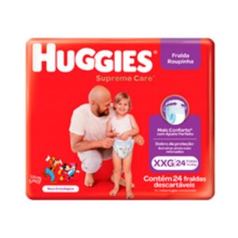 Fralda huggies roupinha supreme care xxg com 24 unidades