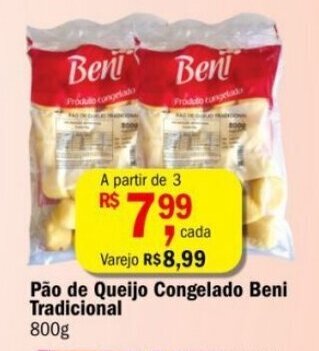Ultrabox Pao de Queijo Congelado Beni Tradicional 800g oferta