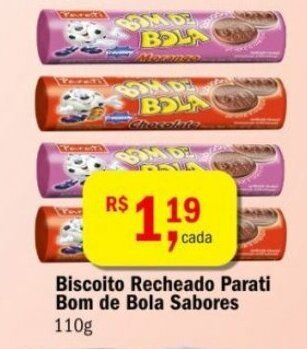 Ultrabox Biscoito Recheado Parati Bom de Bola Sabores 110g oferta