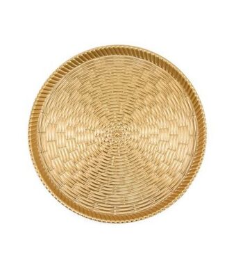 Freitas Varejo Bandeja decorativa redonda em mdf dourada útil bazar 30cm ub5961 oferta