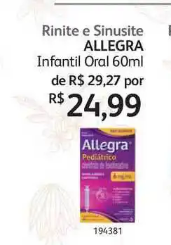 Rinite E Sinusite Allegra Infantil Oral 60ml