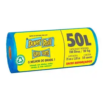 Saco de lixo super forte dover roll 50 l azul com 20 unidades