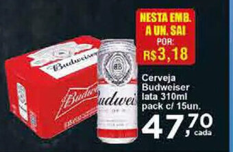 Rossi Supermercado Cerveja Budweiser lata 310ml pack c/15 unids. oferta