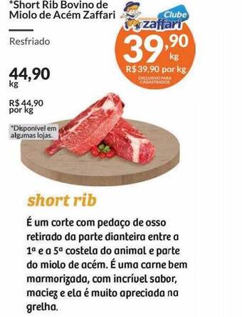 Zaffari Short rib bovino de miolo de acém zaffari oferta