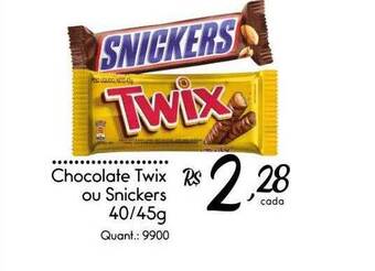 Giassi Supermercados Chocolate twix ou snickers oferta