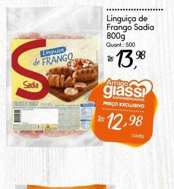 Giassi Supermercados Linguiça de frango sadia oferta