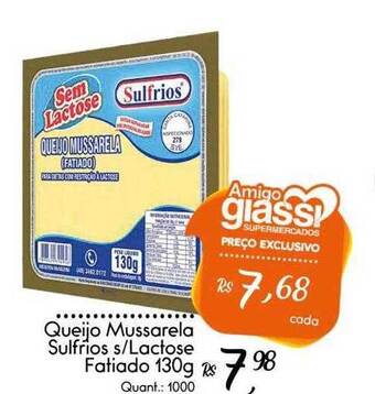 Giassi Supermercados Queijo mussarela sulfrios s lactose fatiado oferta