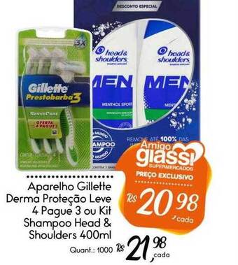 Giassi Supermercados Aparelho gillette derma proteção leve 4 pague 3 ou kit shampoo head & shoulders oferta
