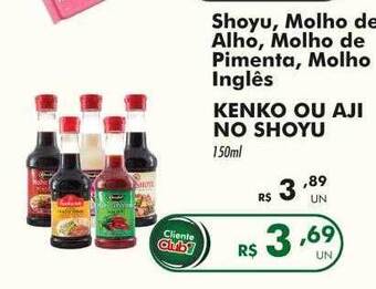 Shoyu, molho de alho, molho de pimenta, molho inglês kenko ou aji no shoyu