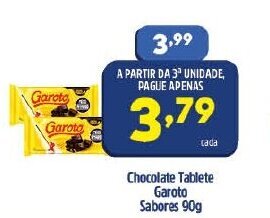 Arena Atacado Chocolate Tablete Garoto Sabores 90g oferta