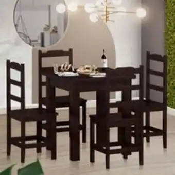 Novo Mundo Mesa de jantar com 4 cadeiras madeira maciça 88cm tabaco pérola nemargi oferta
