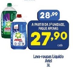 Arena Atacado Lava roupas Liquido Ariel 3L oferta