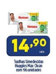 Toalhas Umedecidas Huggies Max Clean com 90 unidades