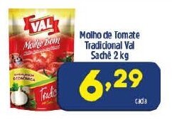 Arena Atacado Molho de Tomate Tradicional Val sache 2kg oferta