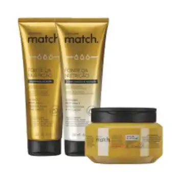 O Boticário Combo match fonte da nutrição fios grossos: shampoo + condicionador + máscara capilar oferta
