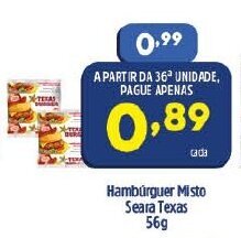 Arena Atacado Hamburguer Misto Seara Texas 56g oferta