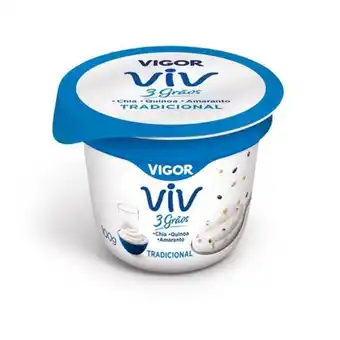 Iogurte natural vigor viv 3 grãos tradicional 100g