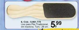 Lixa Para Pés Tradicional Em Madeira 26cm