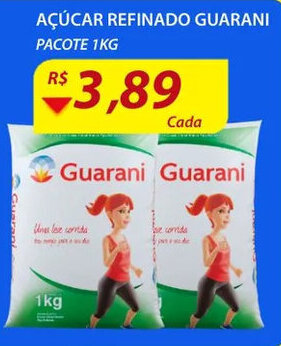 Assaí Atacadista Acucar refinado Guarani pacote 1kg oferta