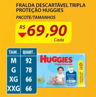 Assaí Atacadista Fralda Descartavel Tripla Protecao Huggies oferta