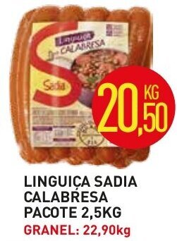 Calvo Atacadista Linguica Sadia Calabresa pacote 2.5kg oferta