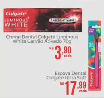 Drogaria Total Creme Dental Colgate Luminous White Carvão Ativado 70g oferta