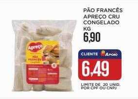 Apoio Mineiro Pão francês apreço cru congelado oferta