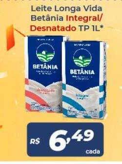 Atakarejo Leite longa vida betânia integral desnatado tp oferta