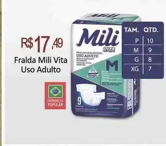 Tchê Farmácias Fralda Mili Vita Uso Adulto oferta