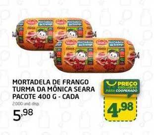 Cooper Mortadela de frango turma da mônica seara cada oferta