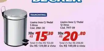 Lixeira Inox C Pedal Tramontina 5L