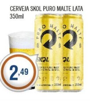 Cerveja Skol puro malte lata 350ml