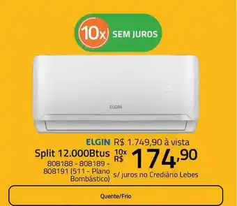 Lojas Lebes Split 12.000btus Elgin oferta