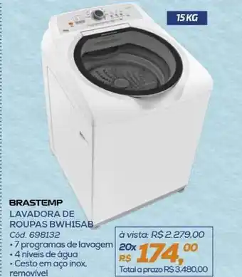 Lojas Colombo Lavadora De Roupas Bwh15ab Brastemp 15kg oferta