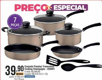 Conjunto panelas tramontina cooking champagne