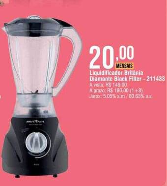 Berlanda Liquidificador britânia diamante black filter oferta