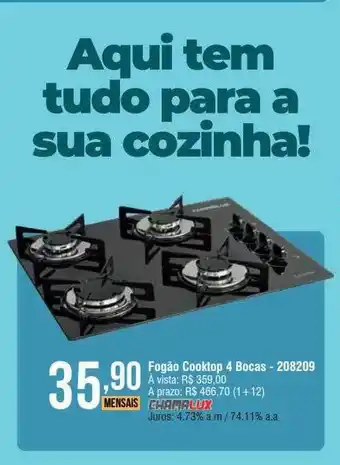 Berlanda Fogão cooktop 4 bocas chamalux oferta