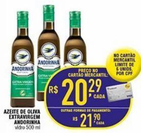 Mercantil Rodrigues Azeite de oliva extravirgem andorinha 500ml oferta