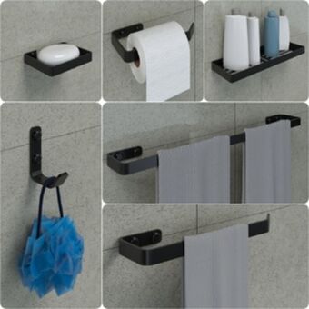 Leroy Merlin Kit acessórios para banheiro preto fosco 6 peças oferta