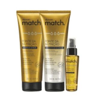 Combo match fonte da nutrição fios finos: shampoo + condicionador + óleo capilar