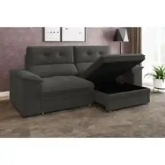 Sofá galaxy 2,23m retrátil e reclinável com baú velosuede cinza - netsofas