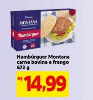 Mercado Extra Hamburguer Montana carne bovina e frango 672g oferta