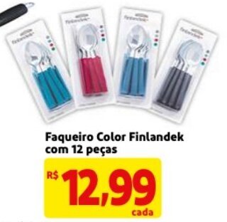 Mercado Extra Faqueiro Color Finlandek com 12 pecas oferta