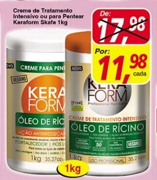 Supermercados Guanabara Creme de Tratamento Intensivo ou para Pentear Keraform Skafe 1kg oferta