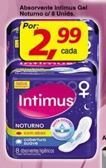 Supermercados Guanabara Absorvente Intimus Gel Noturno c/ 8 unids. oferta
