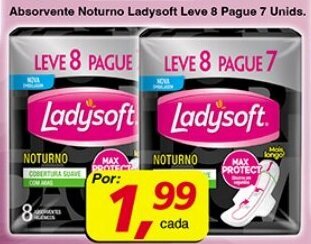 Supermercados Guanabara Absorvente Noturno Ladysoft Leve 8 Pague 7 unids. oferta